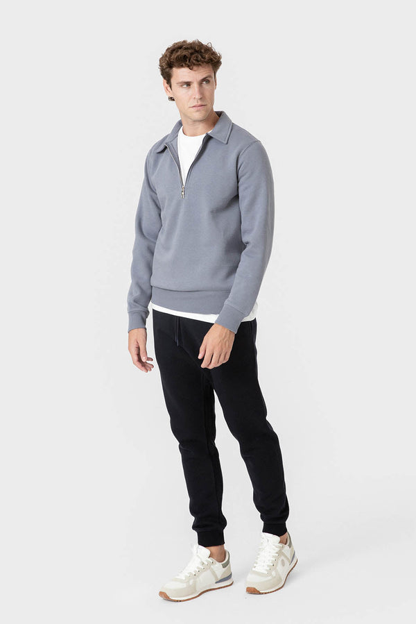 SUDADERA BÁSICA CREMALLERA CELESTE