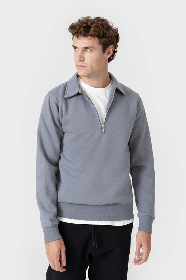SUDADERA BÁSICA CREMALLERA CELESTE