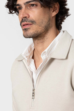 SUDADERA BÁSICA CREMALLERA BEIGE