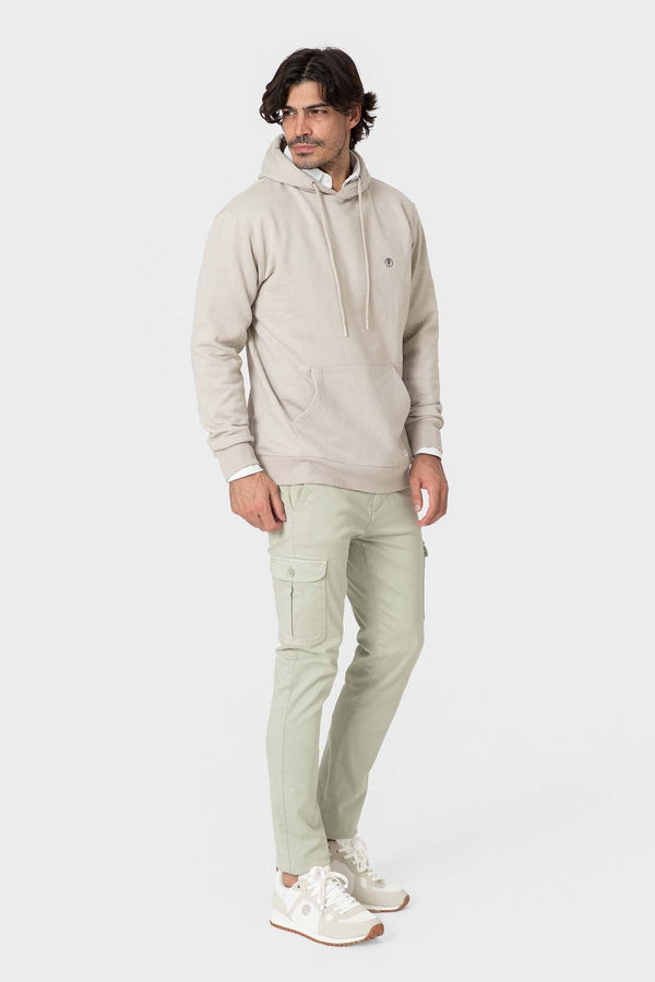 SUDADERA CANGURO CON CAPUCHA BEIGE