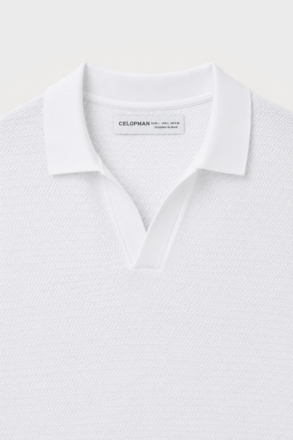 POLO TRICOT ESTRUCTURA BLANCO