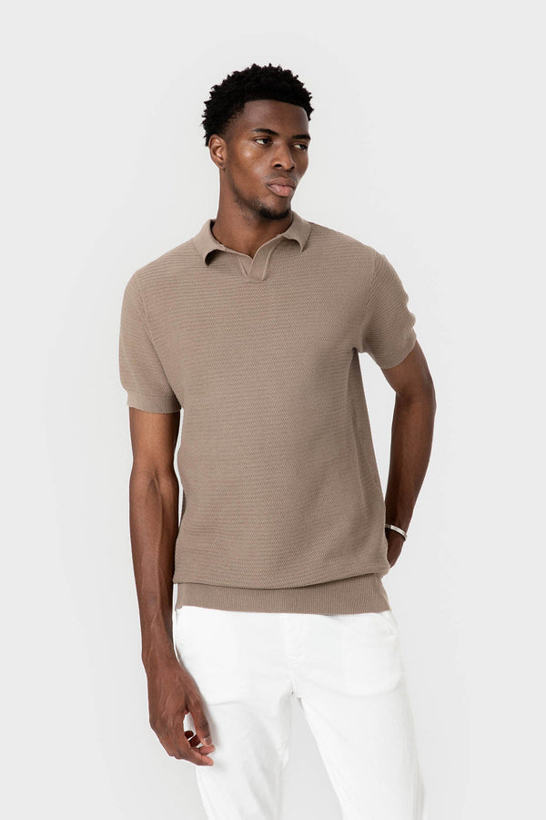 POLO TRICOT ESTRUCTURA BEIGE