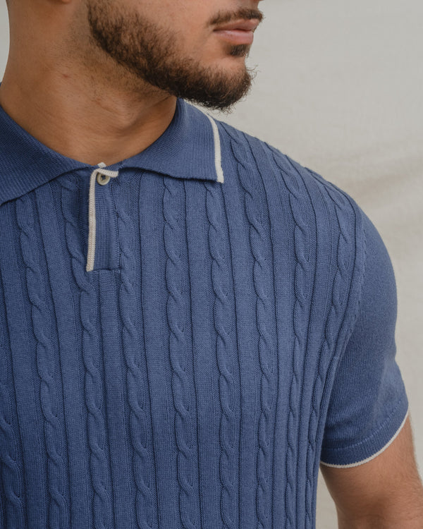 POLO TRICOT NUDOS CELESTE