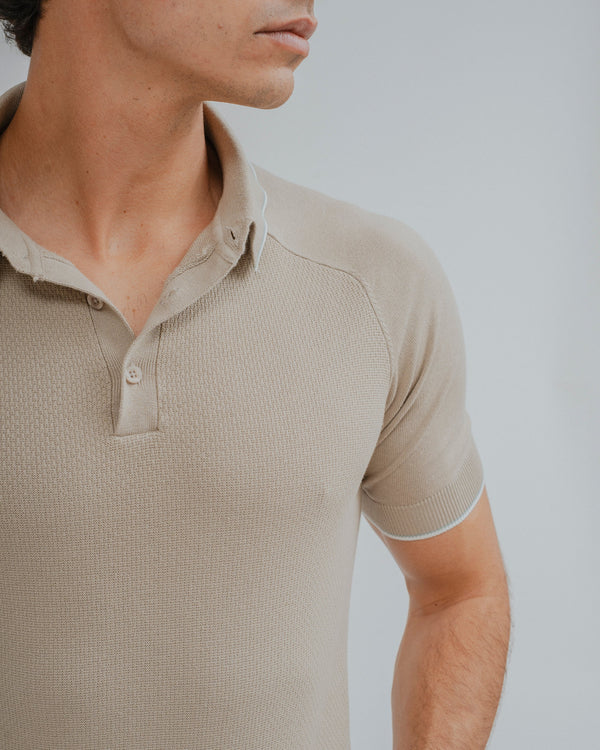 POLO TRICOT ESTRUCTURA BEIGE