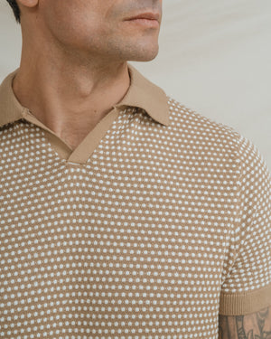 POLO TRICOT TOPOS BEIGE