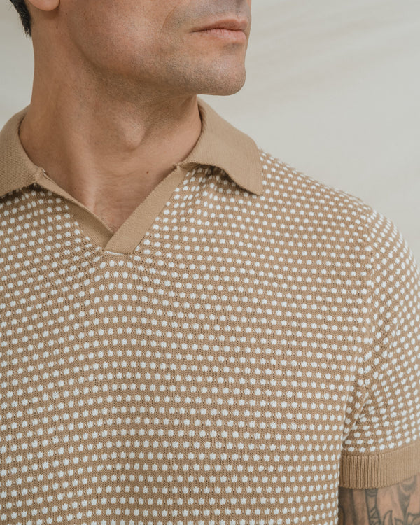 POLO TRICOT TOPOS BEIGE