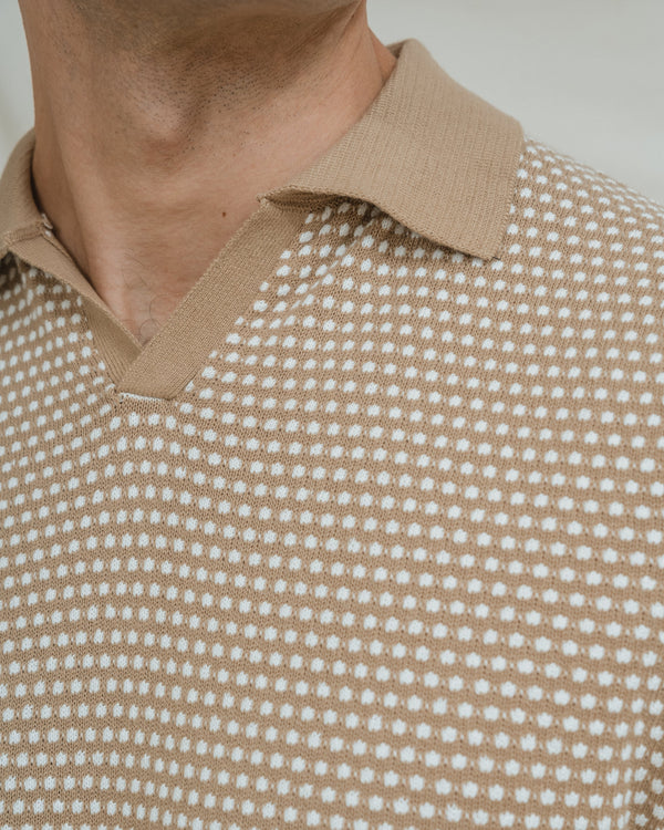 POLO TRICOT TOPOS BEIGE
