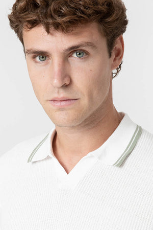 POLO TRICOT RAYA CUADRILLÉ BLANCO
