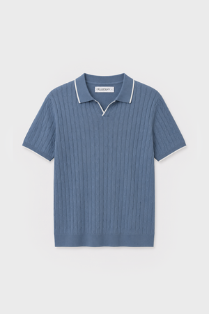 POLO TRICOT NUDOS CELESTE