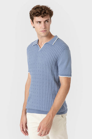 POLO TRICOT NUDOS CELESTE