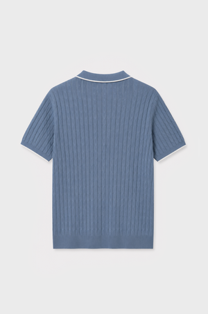 POLO TRICOT NUDOS CELESTE