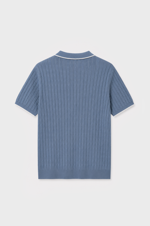 POLO TRICOT NUDOS CELESTE
