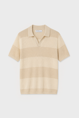 POLO TRICOT PANELADO BEIGE
