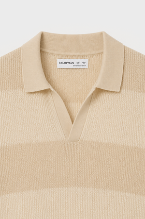 POLO TRICOT PANELADO BEIGE
