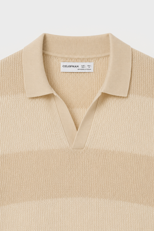 POLO TRICOT PANELADO BEIGE