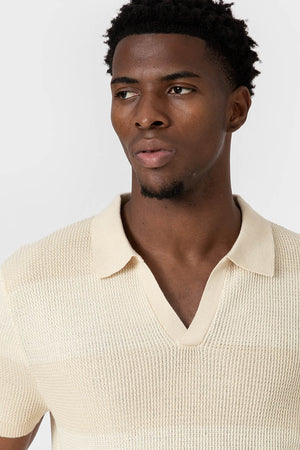 POLO TRICOT PANELADO BEIGE