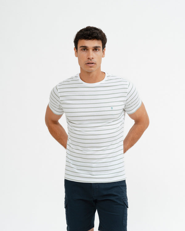 CAMISETA RAYA TEJIDA VERDE