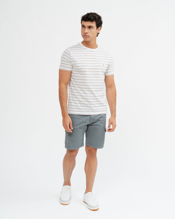CAMISETA RAYA TEJIDA BEIGE