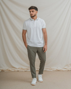POLO BÁSICO BLANCO PIQUÉ LÍNEA