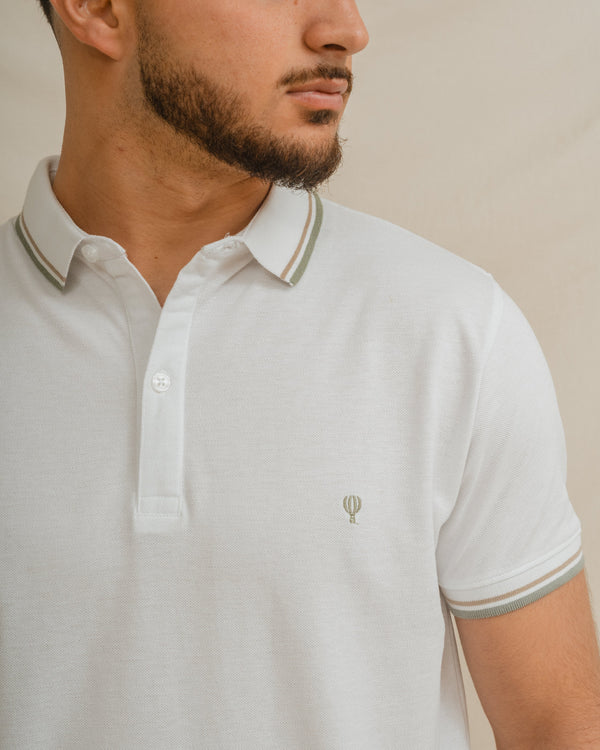 POLO BÁSICO BLANCO PIQUÉ LÍNEA