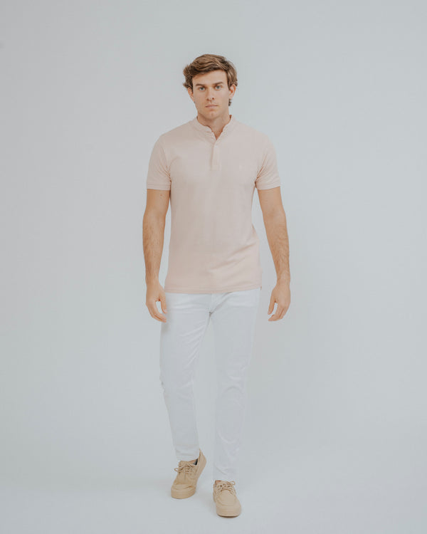 POLO BÁSICO CUELLO MAO ROSA