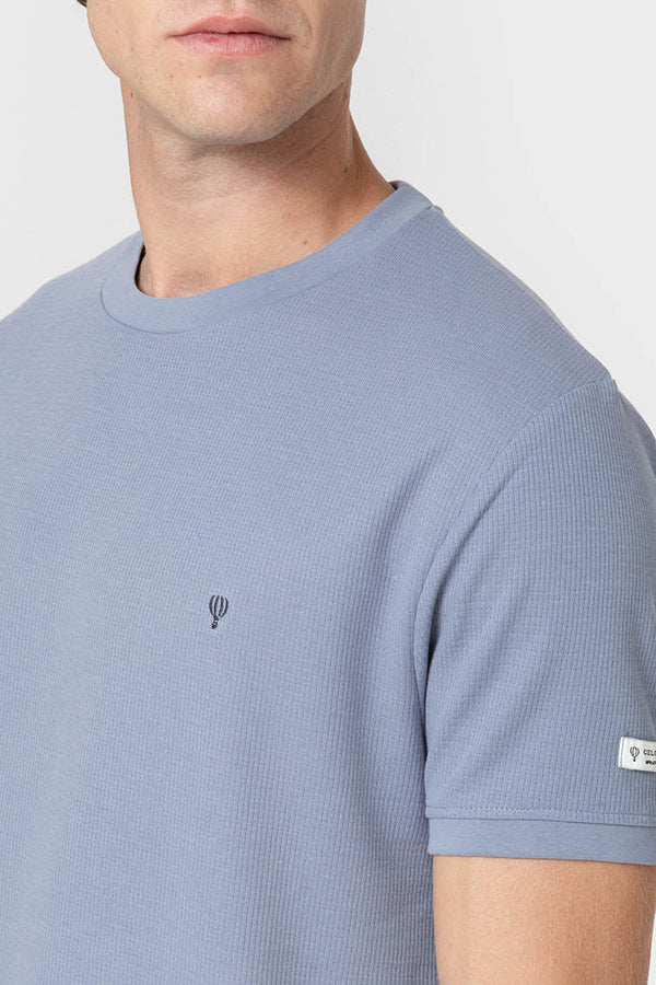 CAMISETA CUADRILLÉ CELESTE