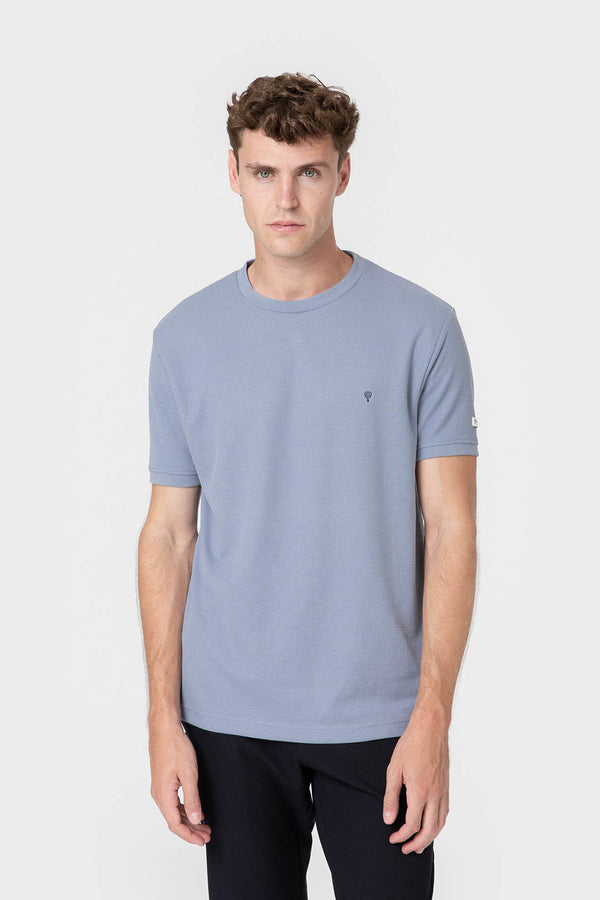 CAMISETA CUADRILLÉ CELESTE
