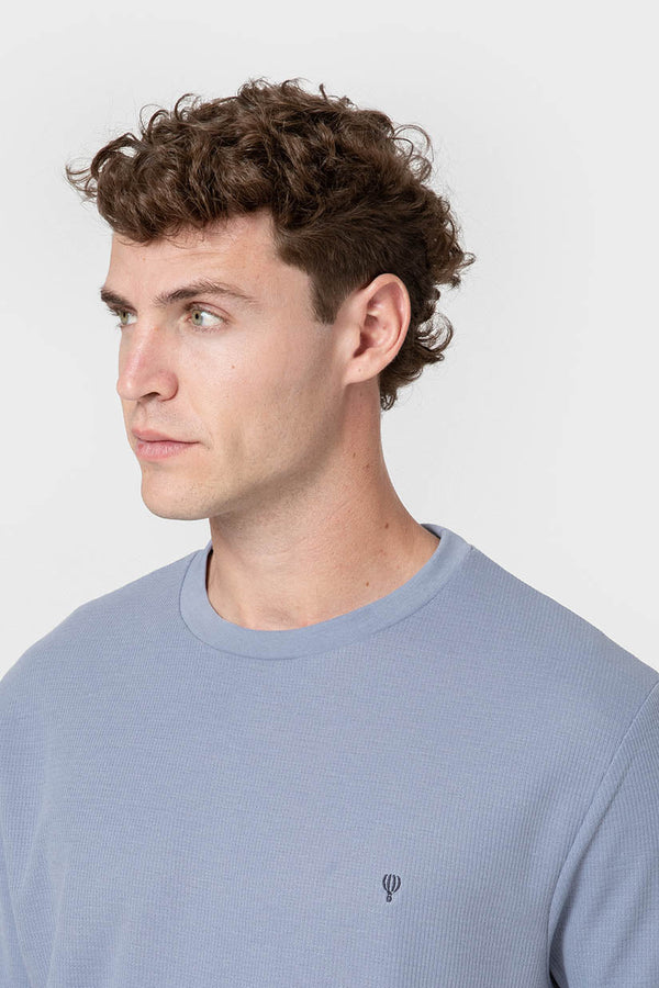 CAMISETA CUADRILLÉ CELESTE