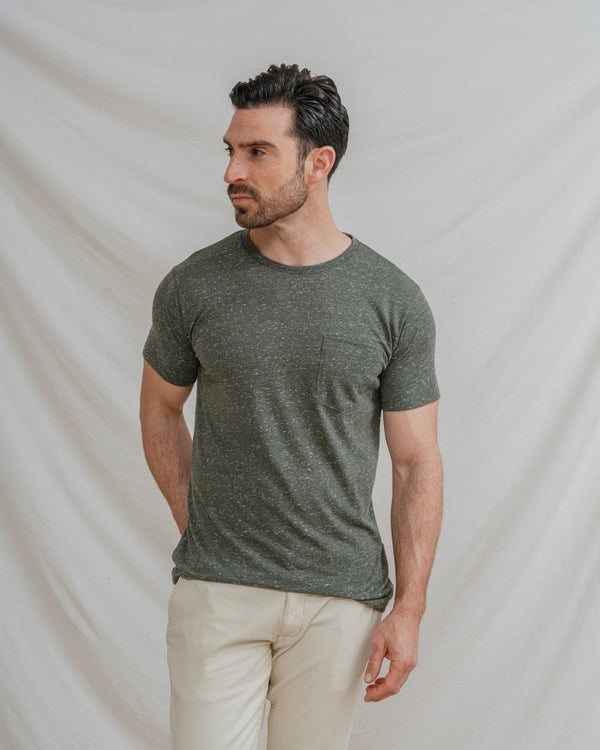 CAMISETA MEZCLA BOLSILLO VERDE