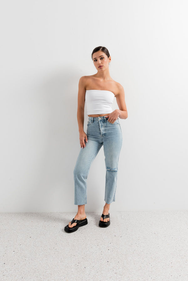 Ripped straight jeans