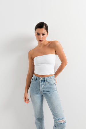 Ripped straight jeans