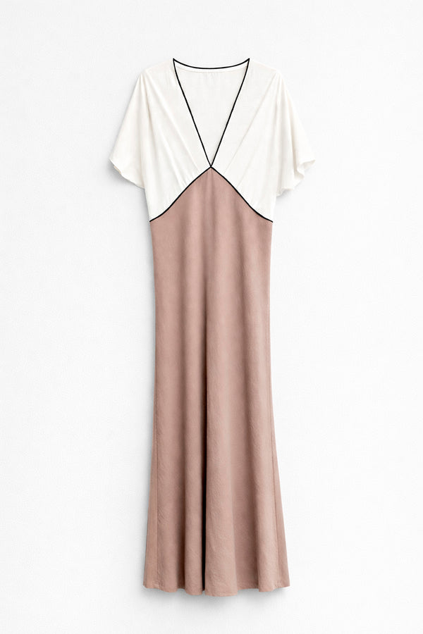 VESTIDO SATINADO VIVOS CONTRASTE