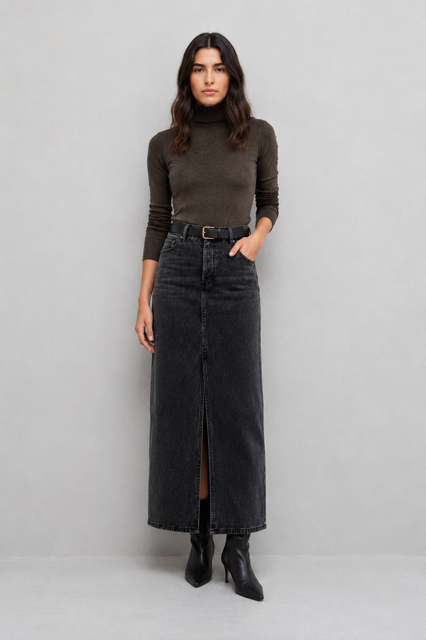 FALDA MIDI DENIM
