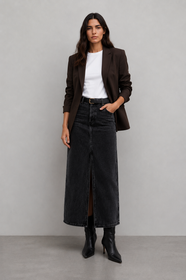 FALDA MIDI DENIM