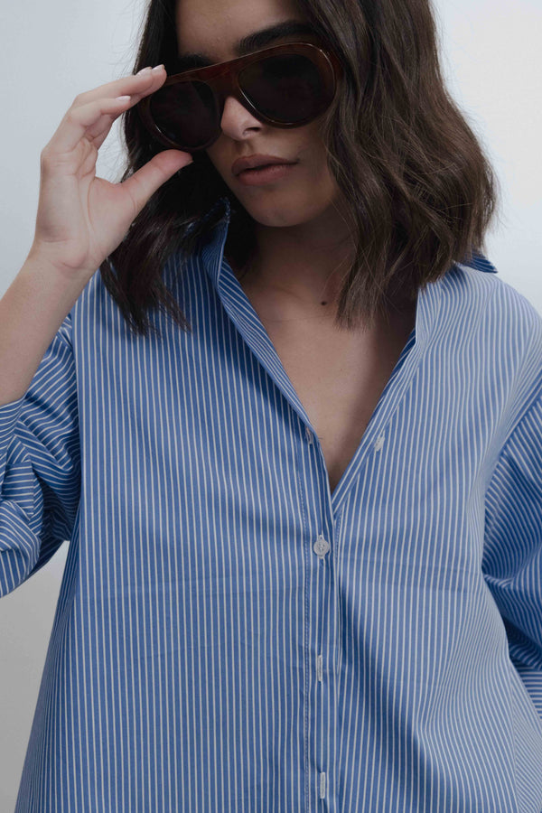 CAMISA RAYAS MANGA ABULLONADA
