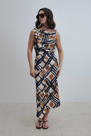 FALDA MIDI ESTAMPADA