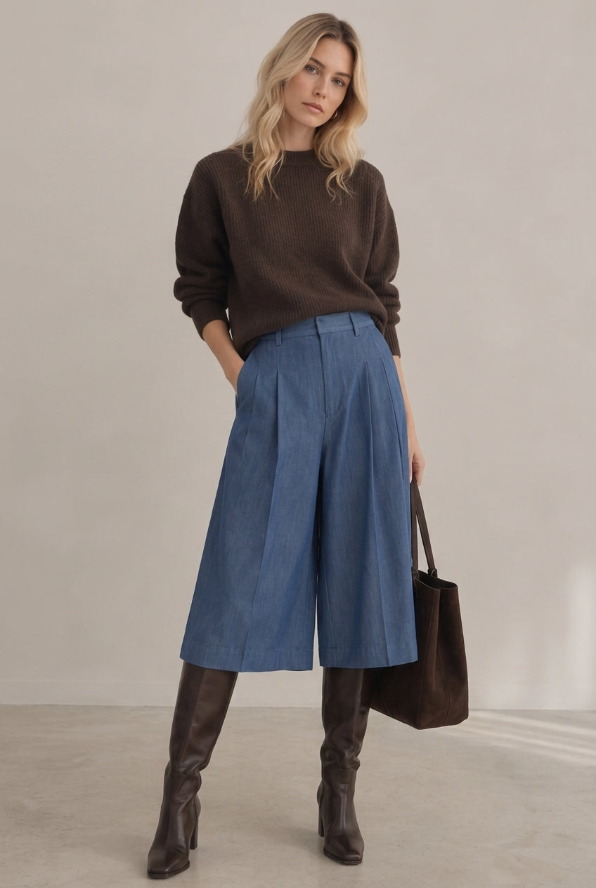 BERMUDA FLUIDA EFECTO DENIM