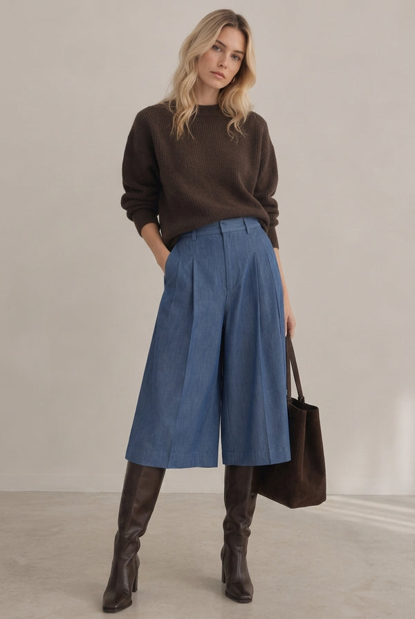 BERMUDA FLUIDA EFECTO DENIM