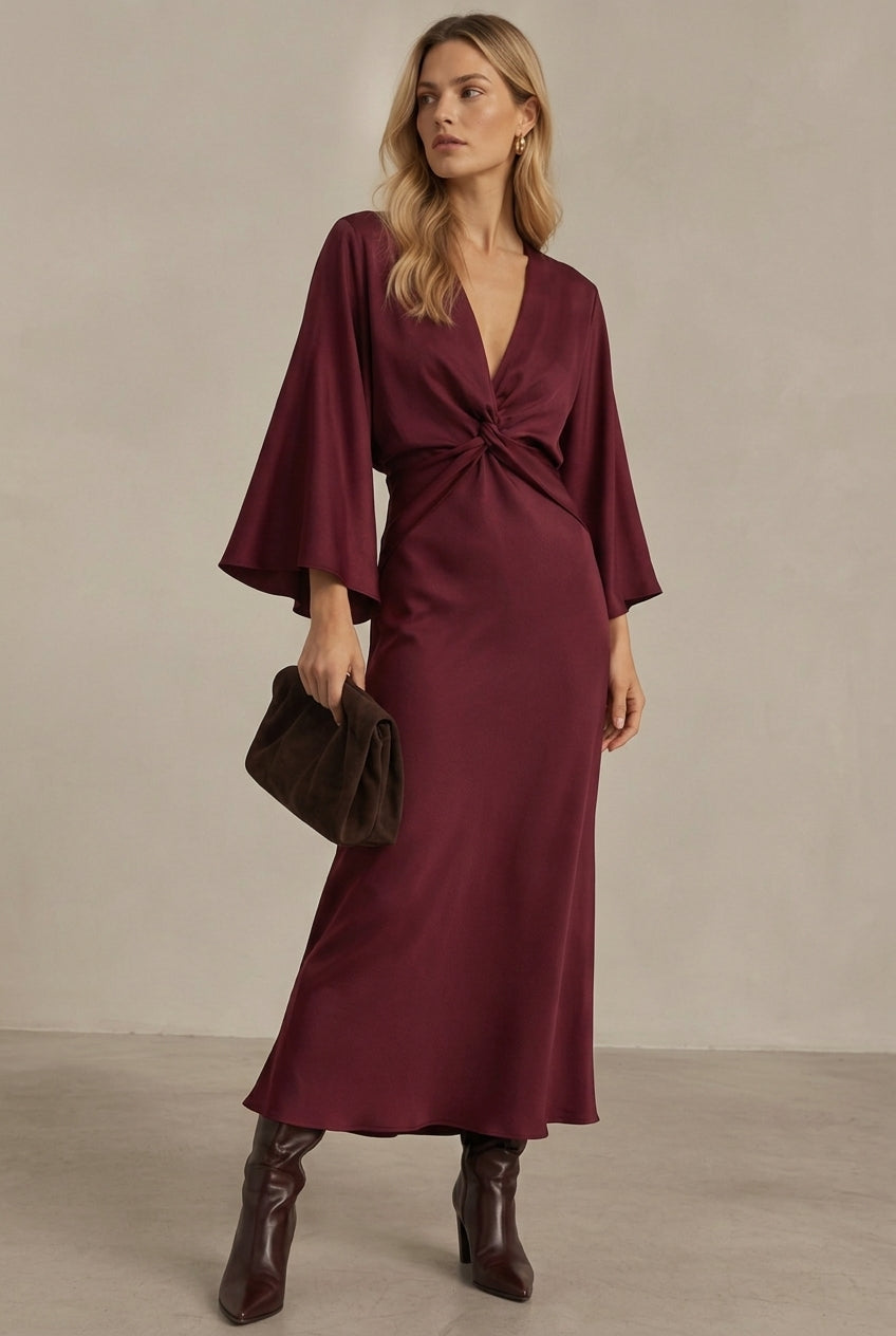 VESTIDO SATINADO NUDO