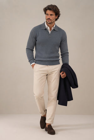 JERSEY POLO NUDOS CELESTE
