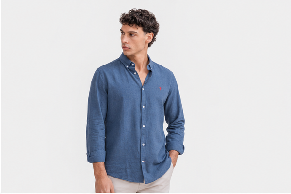 CAMISA CON LINO AZUL