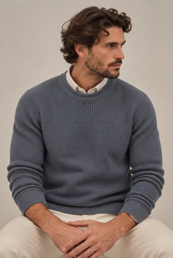 JERSEY ESTRUCTURA CUADRILLÉ CELESTE