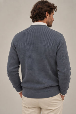 JERSEY ESTRUCTURA CUADRILLÉ CELESTE