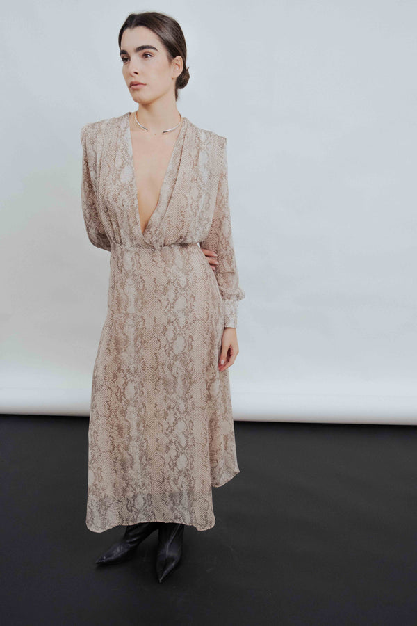 ANIMAL PRINT CHIFFON DRESS