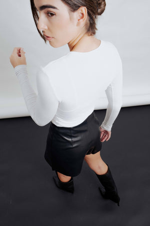 PANTALON MINI-JUPE EFFET CUIR