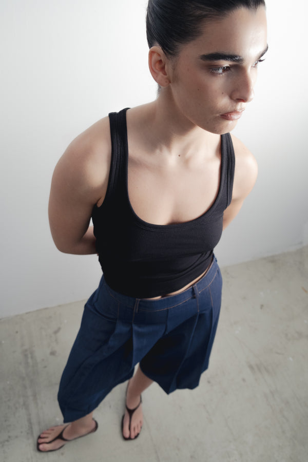 BERMUDA FLUIDA EFECTO DENIM