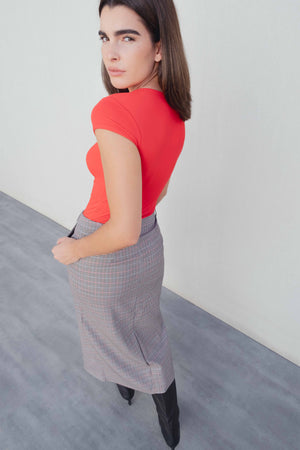 HOUNDSTOOTH MIDI SKIRT