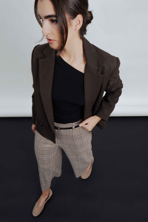 PANTALÓN CULOTTE CUADROS CINTURÓN