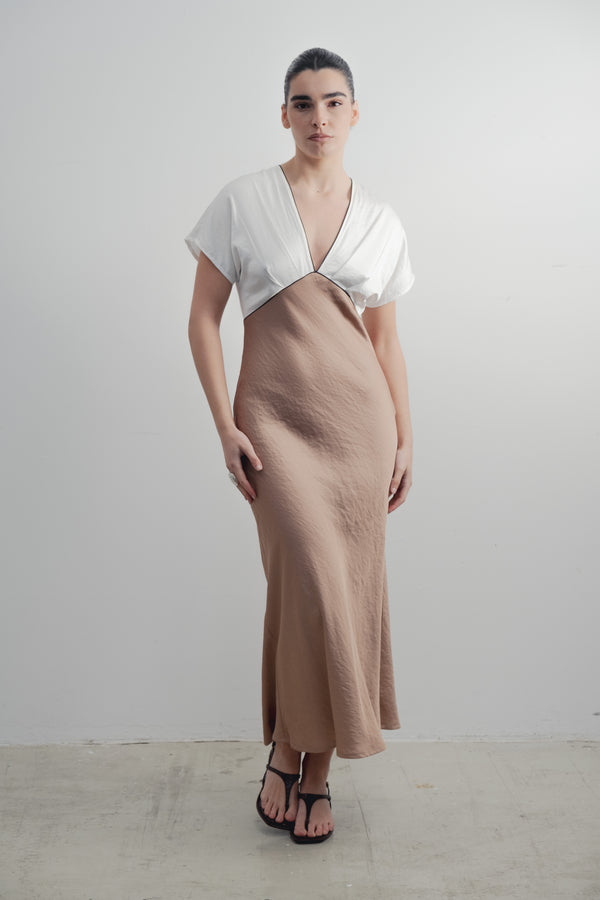 VESTIDO SATINADO VIVOS CONTRASTE