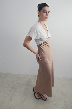 VESTIDO SATINADO VIVOS CONTRASTE